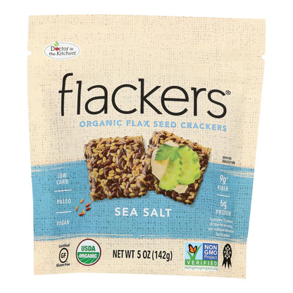 Doctor In The Kitchen Organic Flax Seed Crackers - Sea Salt (Pack of 6 - 5 Oz.)