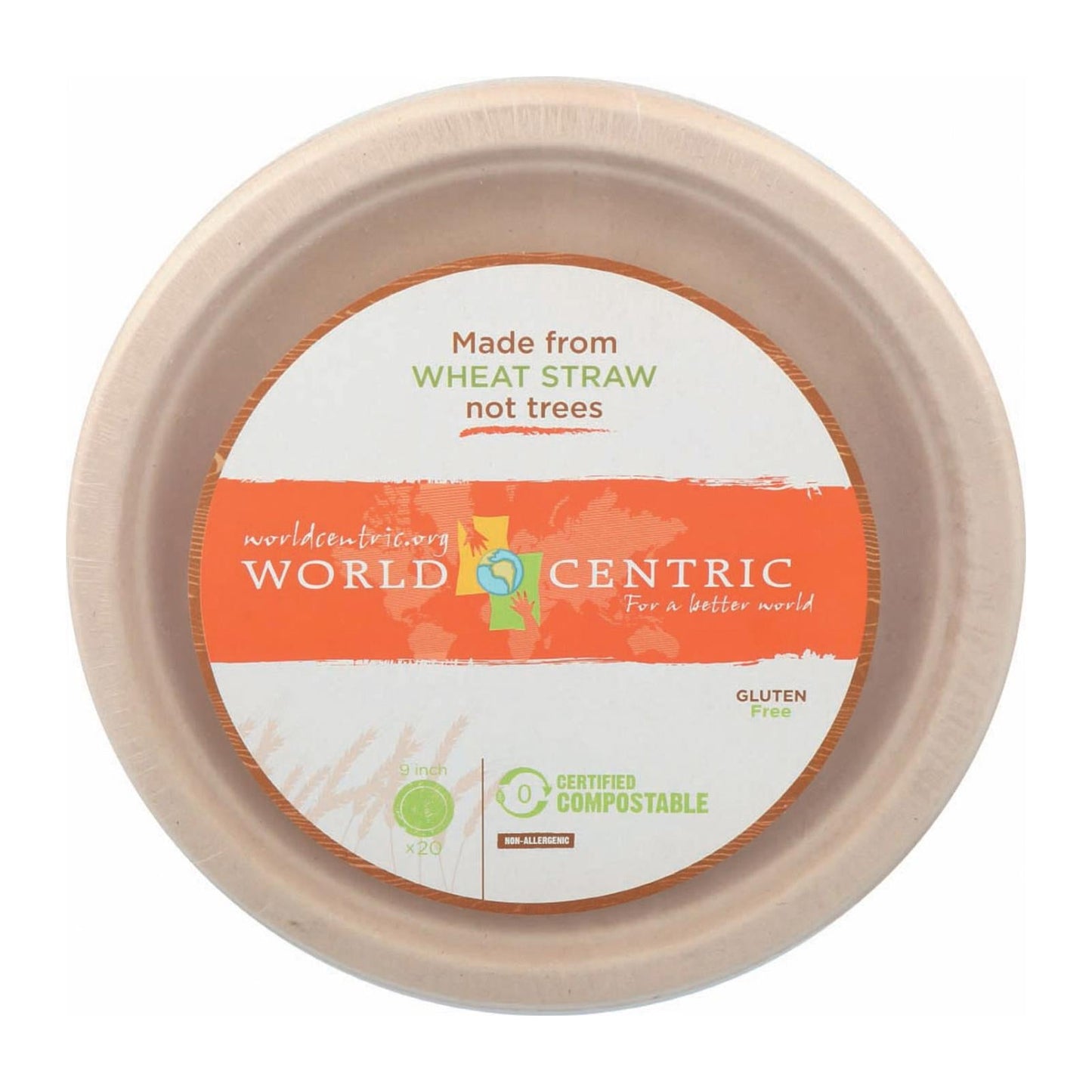 World Centric Compostable Fiber 9" Plate, 240 Count