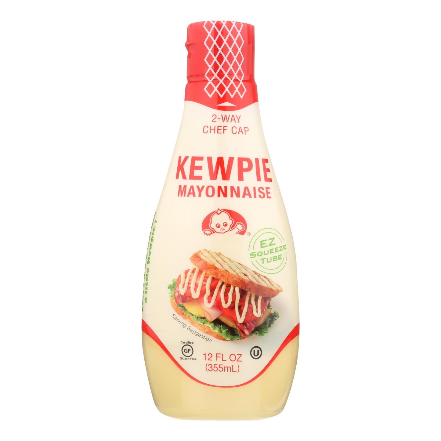 Kewpie Mayonnaise Squeeze Tube, 12 Oz., Pack of 6.