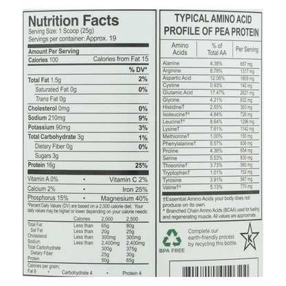 Growing Naturals Yellow Pea Protein, Vanilla Blast, 16 oz