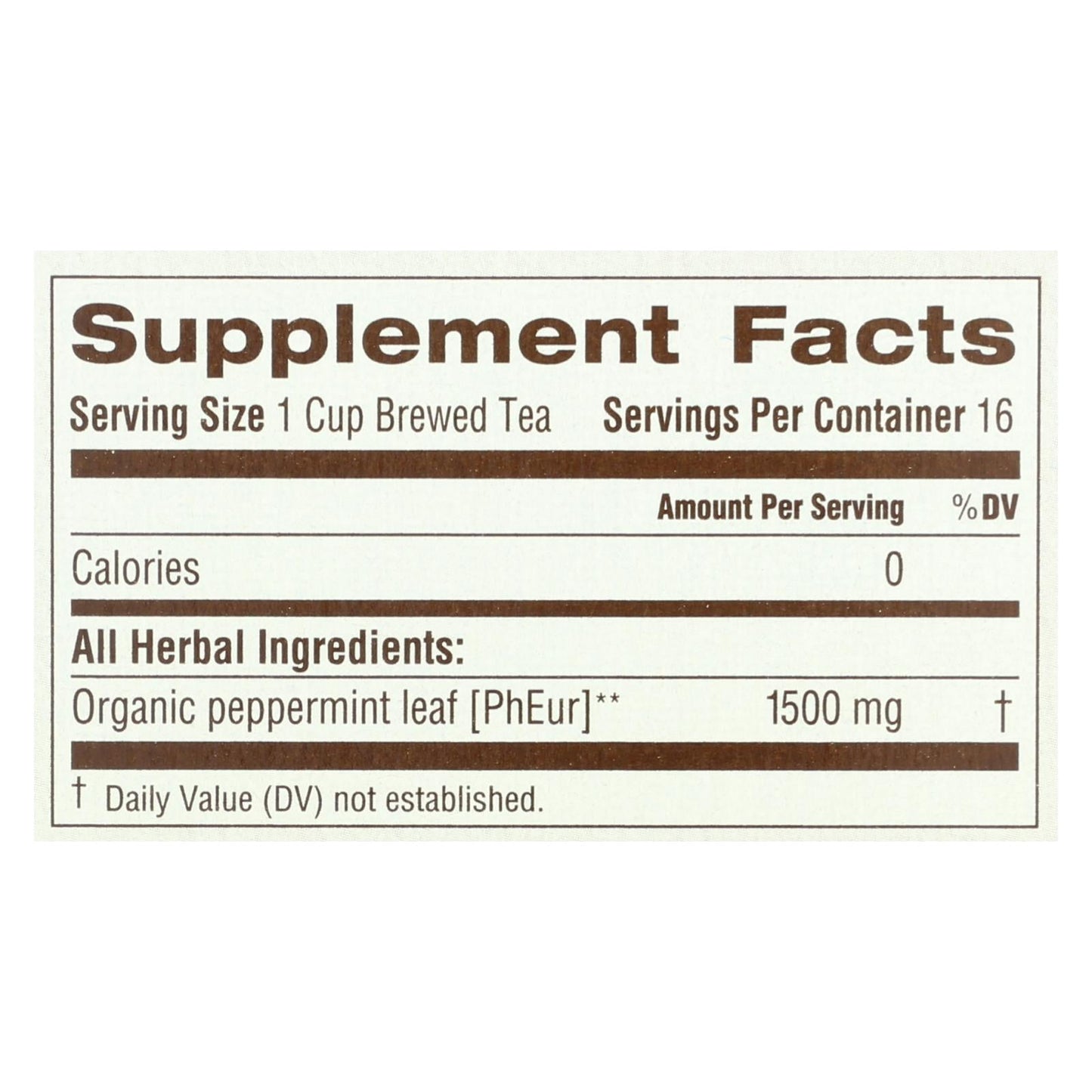 Traditional Medicinals Organic Peppermint Herbal Tea, Caffeine-Free 16 Tea Bags (Pack of 6)