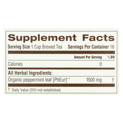 Traditional Medicinals Organic Peppermint Herbal Tea, Caffeine-Free 16 Tea Bags (Pack of 6)