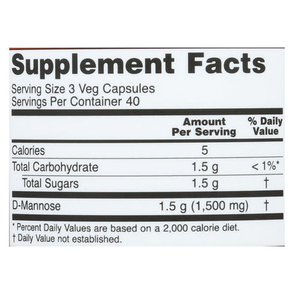 Now 500mg D-Mannose (120 Capsules), for Urinary Support