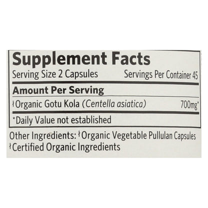 Organic India Gotu Kola Wellness Supplements, 90 Vegan Capsules