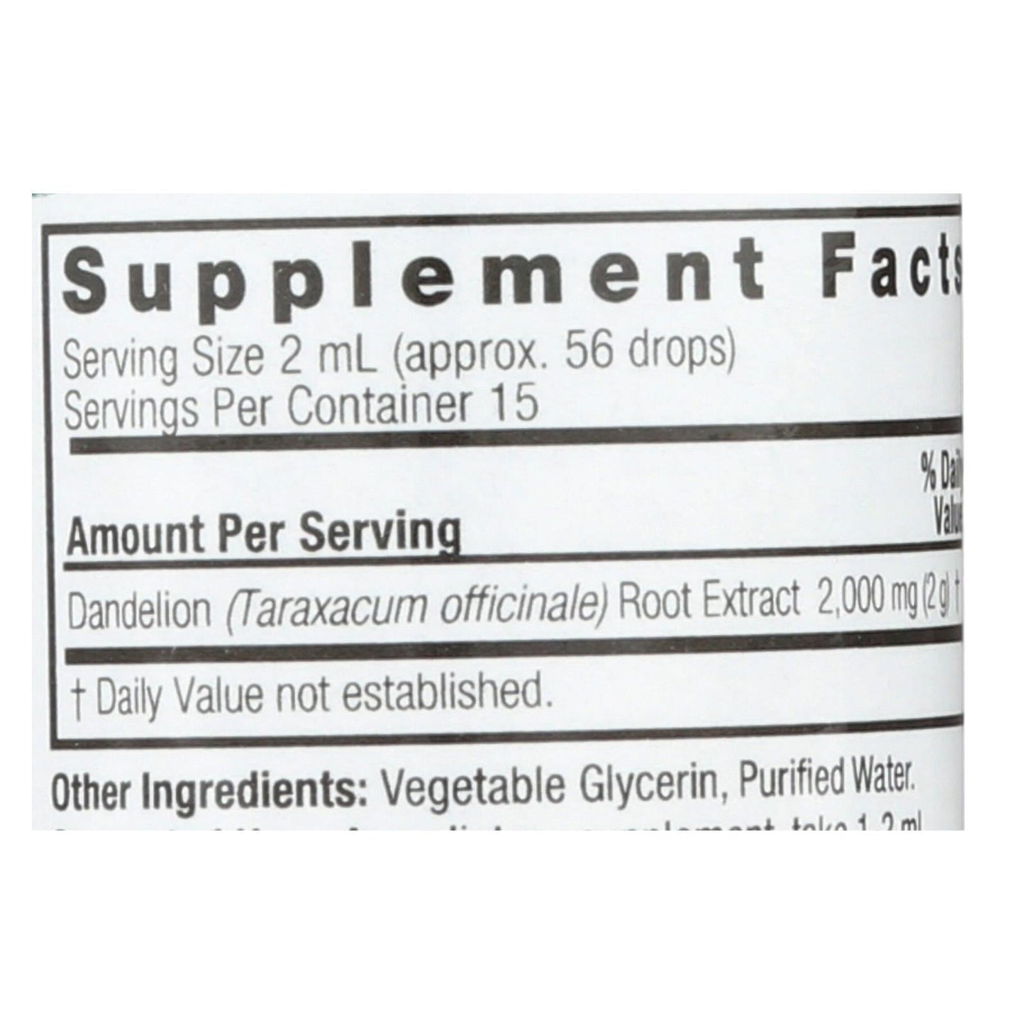Nature's Answer Dandelion Root Extract (Alcohol-Free) - 2,000mg