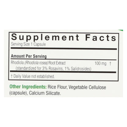 Nature's Answer Rhodiola Root Extract: Enhance Vitality and Reduce Stress (60 Vegetarian Capsules)
