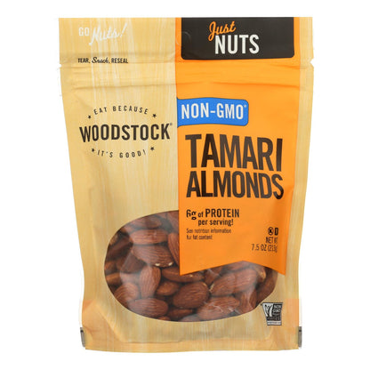 Woodstock Premium Non-GMO Tamari Glazed Almonds, 7.5 Oz (Pack of 8)
