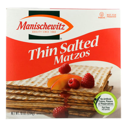 Manischewitz Thin Matzo Crackers with Salt, 10 Oz. Boxes (Pack of 12)
