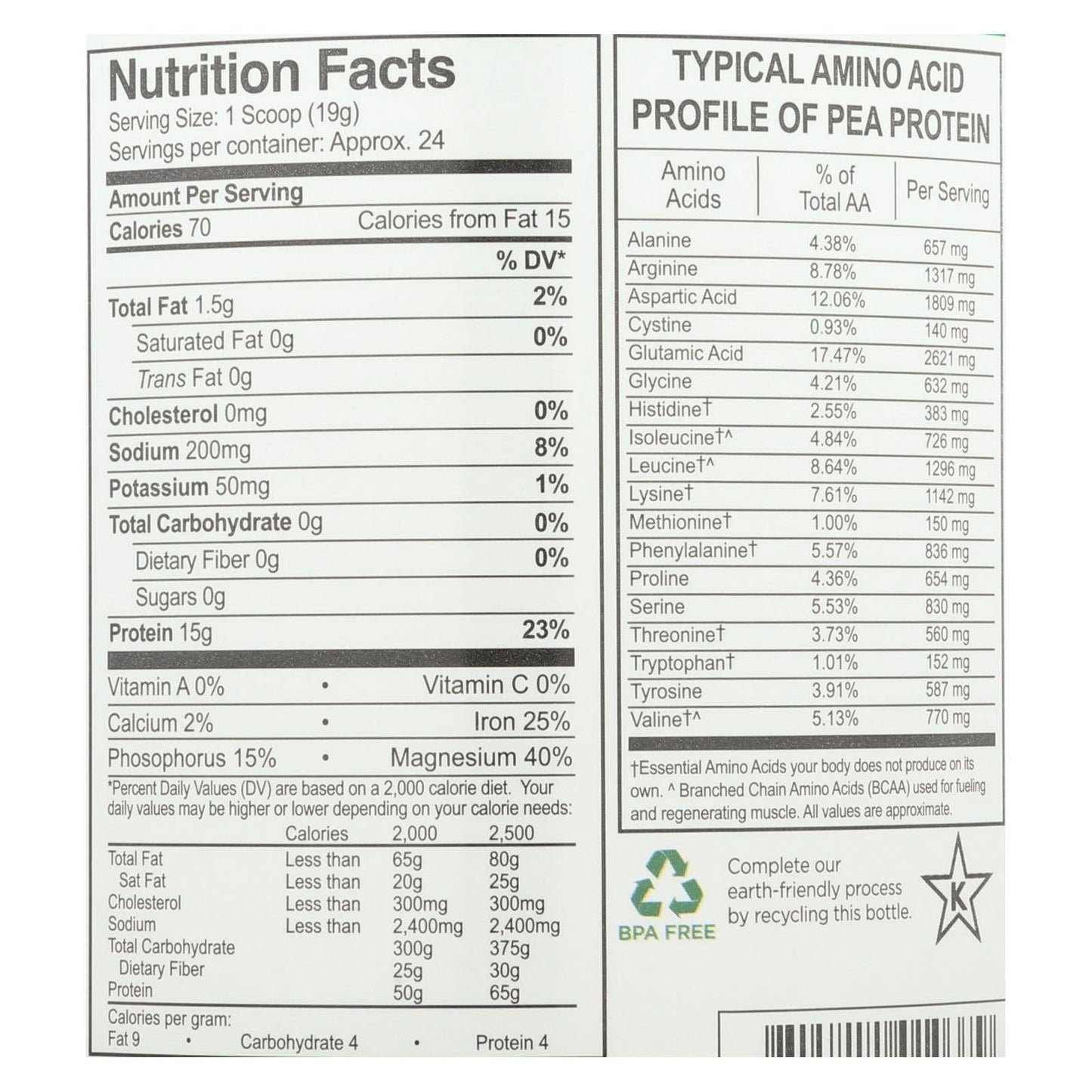 Growing Naturals Organic Yellow Pea Protein - Original, 16 Oz.