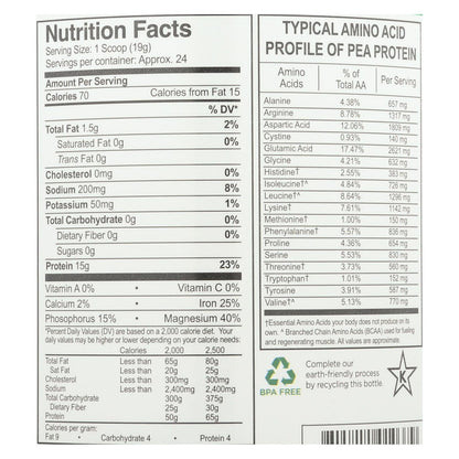 Growing Naturals Organic Yellow Pea Protein - Original, 16 Oz.