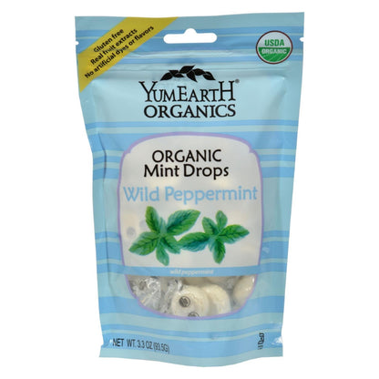 YumEarth Organic Wild Peppermint Candy Drops, Case of 6 (3.3 oz Each)