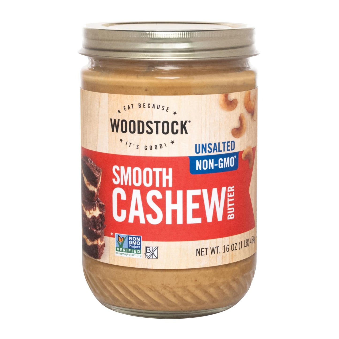 Woodstock Unsalted Creamy Cashew Butter, Non-GMO - 16 oz Case (Pack of 12)
