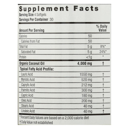 Nature's Answer Organic Extra Virgin Coconut Oil Softgels - Pack of 120