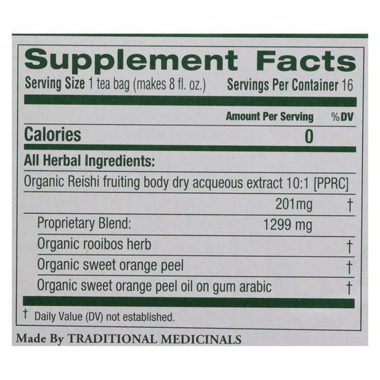 Traditional Medicinals Reishi Organic Mushroom Herbal Tea, Stress Relief Support, 16 Tea Bags (Pack of 6)