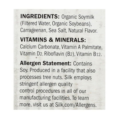 Silk Organic Unsweetened Soy Milk, 6-Pack of 32 Fl. Oz. Cartons