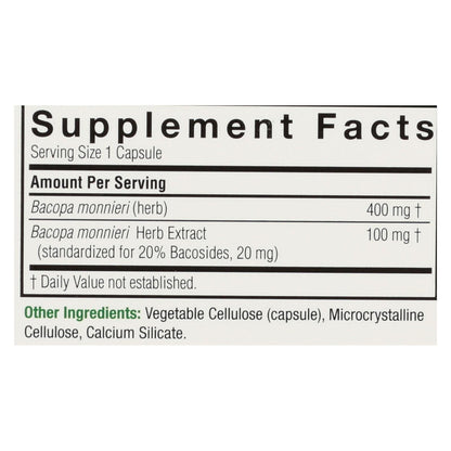 Nature's Answer Bacopa: Boost Memory & Cognitive Function (Pack of 90 Veggie Capsules)