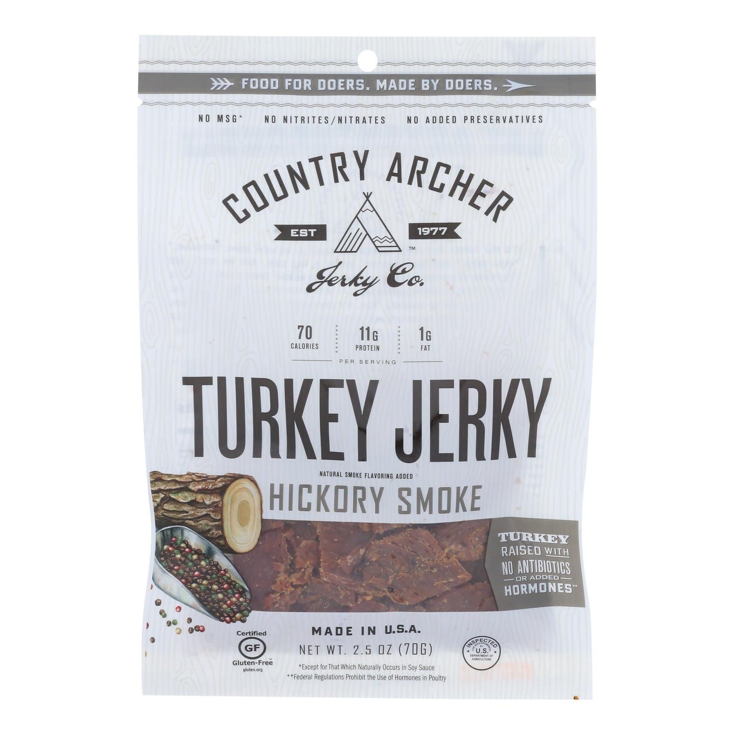 Country Archer 2.5oz Turkey Jerky Hickory Smoked (12 Pack)