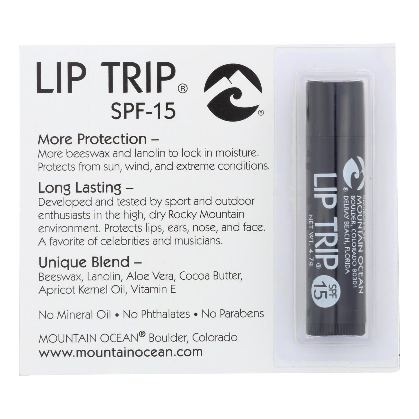 Mountain Ocean SPF15 Lip Trip Lip Balm, 0.165 Oz. (Pack of 12)