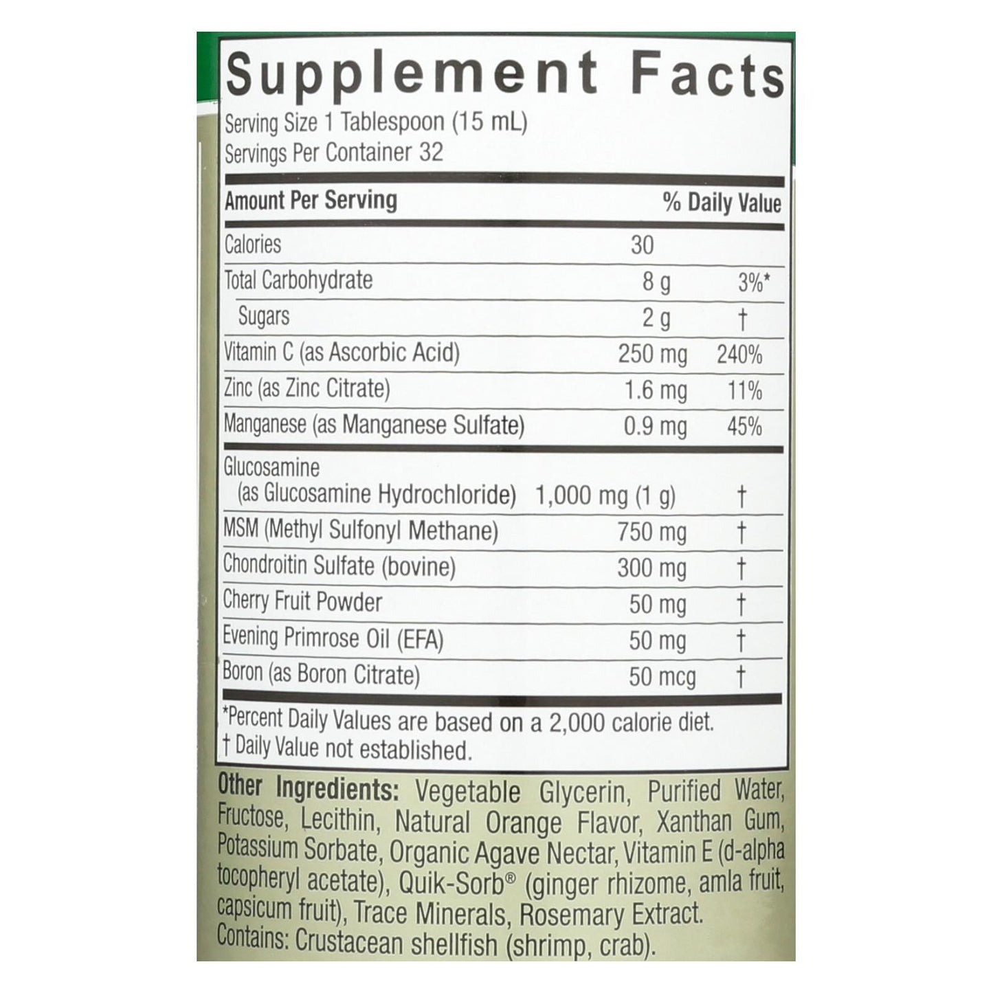 Nature's Answer Glucosamine & Chondroitin with MSM for Joint Relief - 16 oz