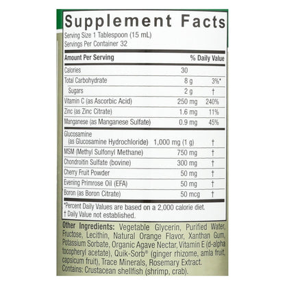 Nature's Answer Glucosamine & Chondroitin with MSM for Joint Relief - 16 oz