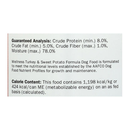 Wellness Pet Products Dog Food - Turkey and Sweet Potato Recipe (Pack of 12) - 12.5 Oz.