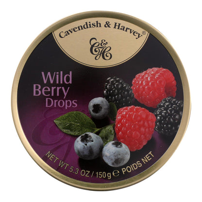 Cavendish and Harvey Wild Berry Fruit Drops Tin - 5.3 Oz (Pack of 12)