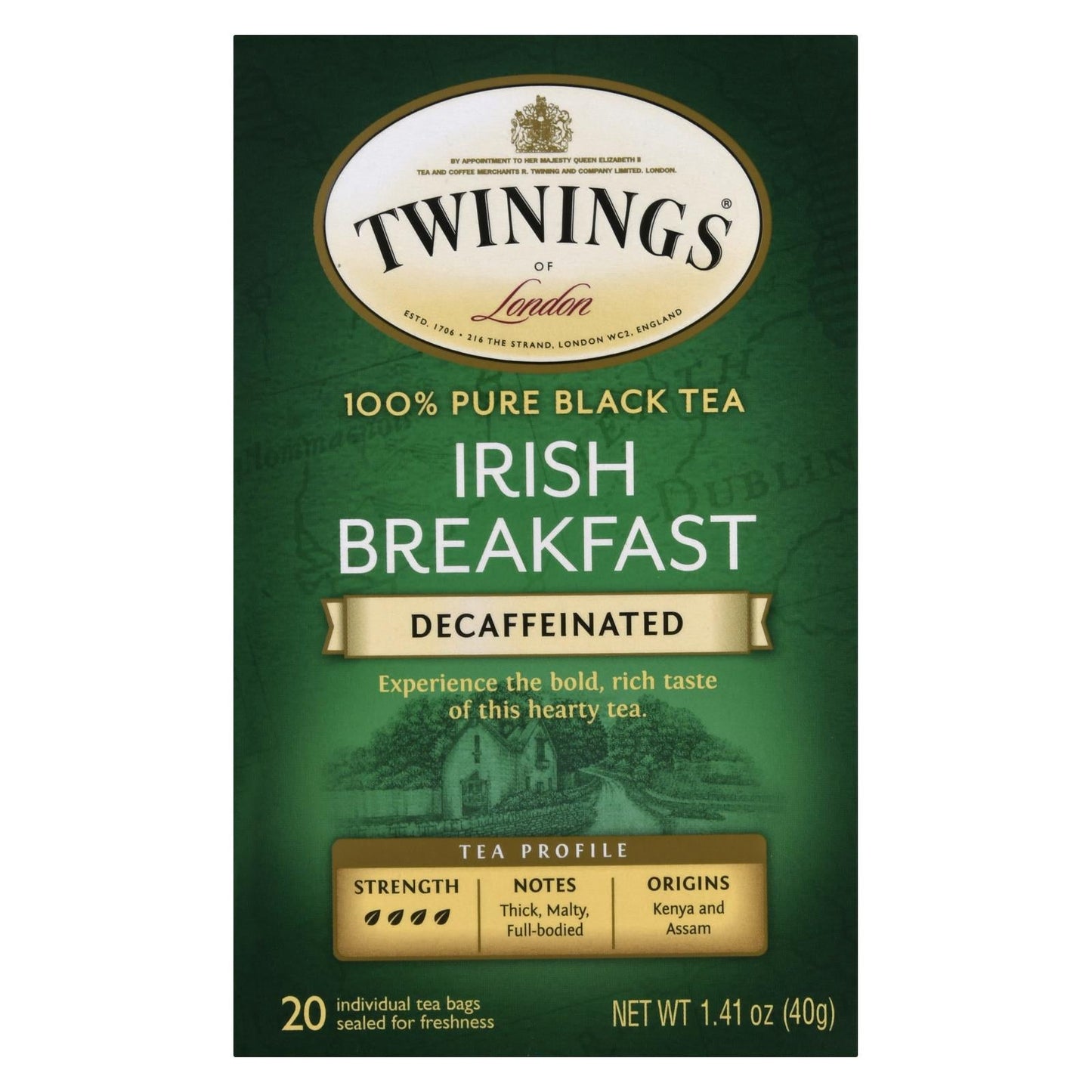 Twinings Irish Breakfast Decaf Black Tea, 20 Bags (Pack of 2)