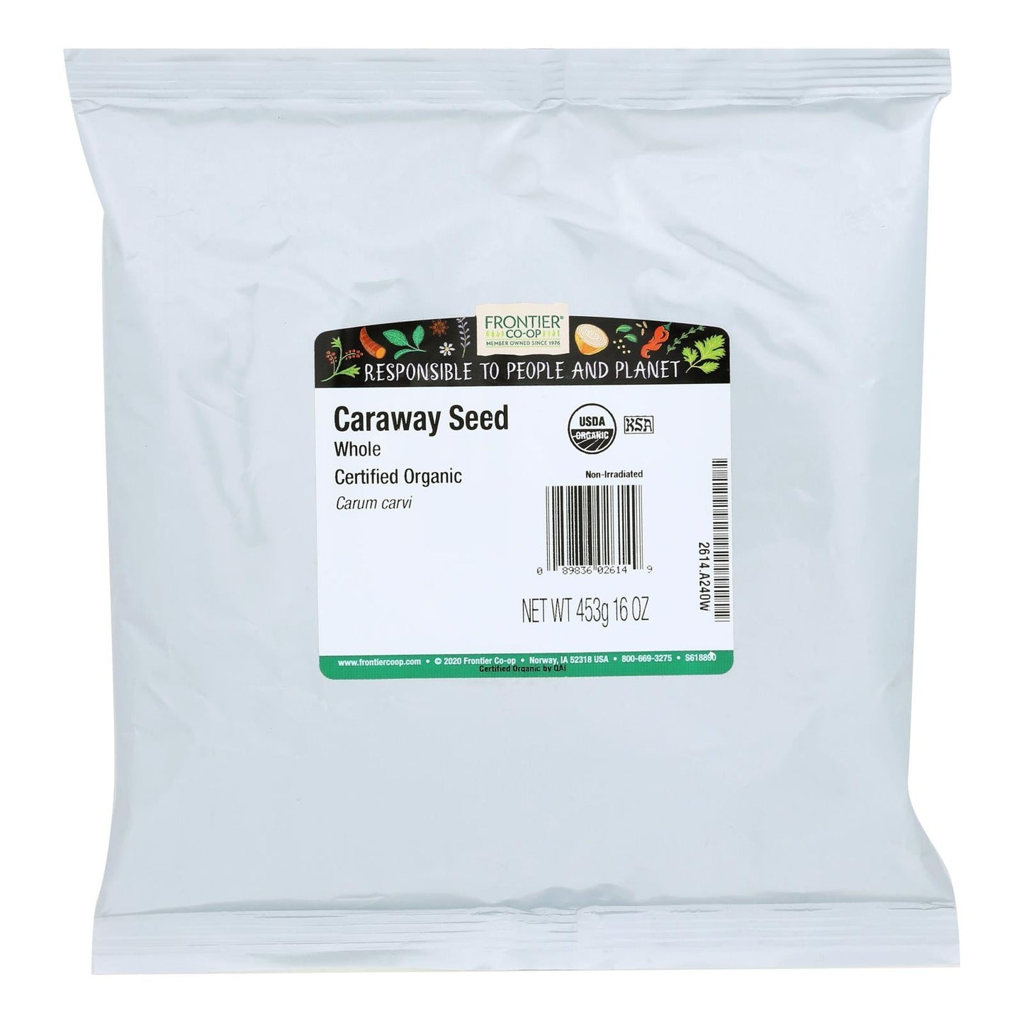 Frontier Herb Organic Whole Caraway Seeds - 1 lb Bag