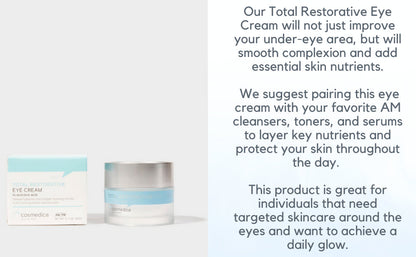 Cosmedica Skincare Eye Cream 0.7 Ounce | Anti-Aging Hydration Eye Cream with Green Tea Caffeine Peptide Complex | Lightweight Non-Greasy Formula for Dark Circles Puffiness Wrinkles Fine Lines