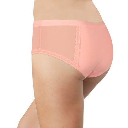 Pink Laser Cut Hipster With Mesh and Lace