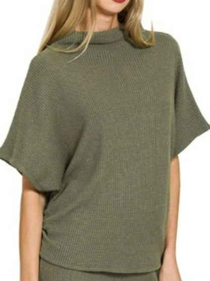 Zenana Mock Neck Top and Pants Sweater Set