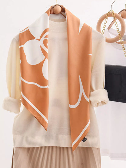 Square Flower Silk Scarf