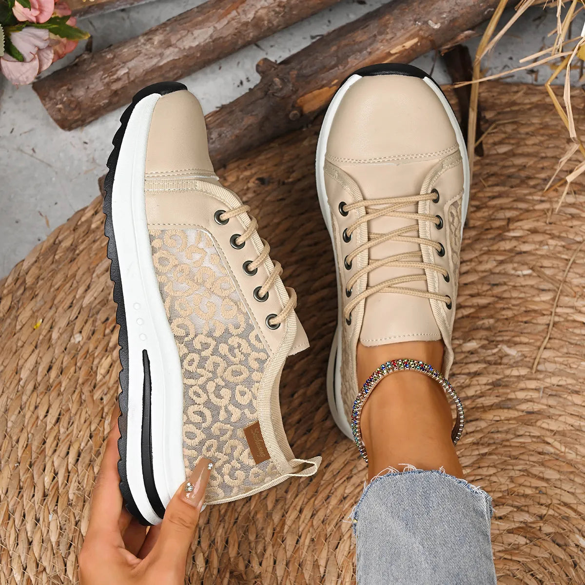 Lace-Up Platform Sneakers