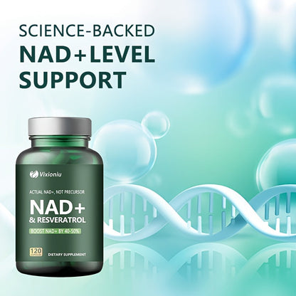 NAD Supplement With Resveratrol -120 Capsules, Anti-Aging Cellular Energy&Repair