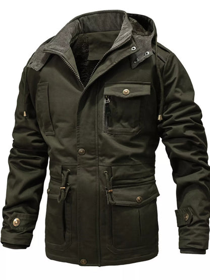 Men's Full Size Zip Up Multiple Pockets Jacket Plus Size
