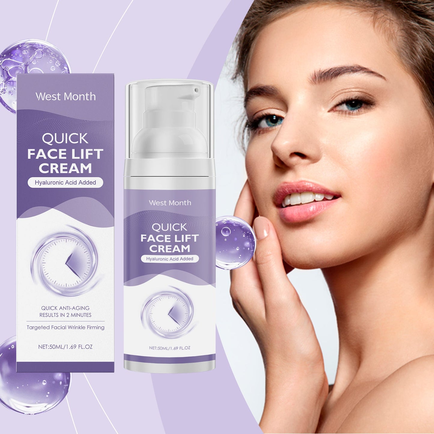 West&Month Hydrating Face Cream Hyaluronic Acid Facial Skin Moisturizing And Hydrating With Massage Skin Cream