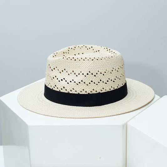 Straw Hat with Ribbon Accent