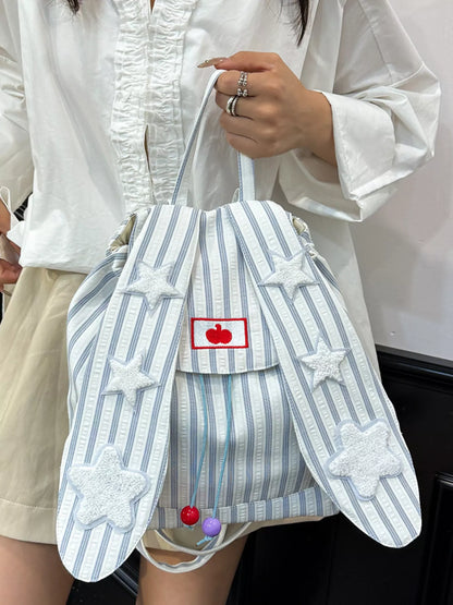 Striped Star Bunny Ear Backpack Bag