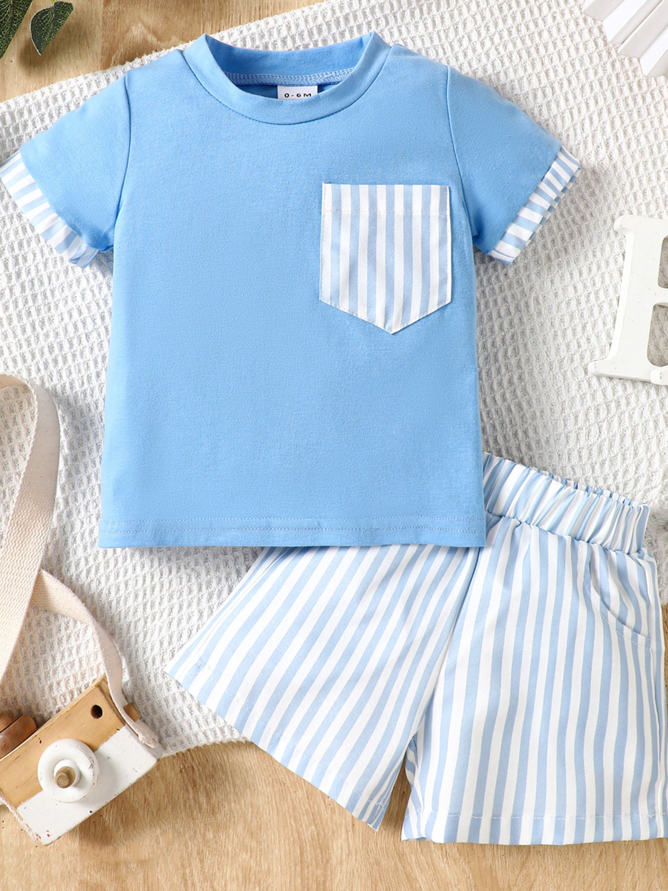 Children's Striped Pocket Tee and Shorts Set