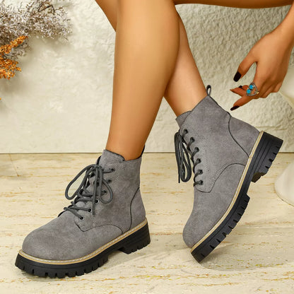 Round Toe Lace Up Boots