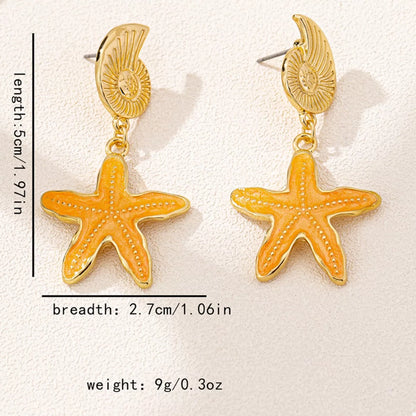 Ocean Shell Starfish Drop Earrings