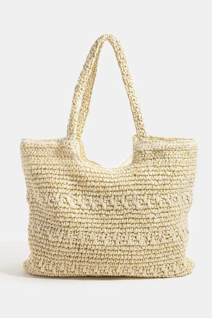 Fame Straw Braided Square Tote Bag