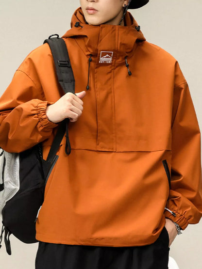 Men's Plus Size Hooded Windbreaker Jacket