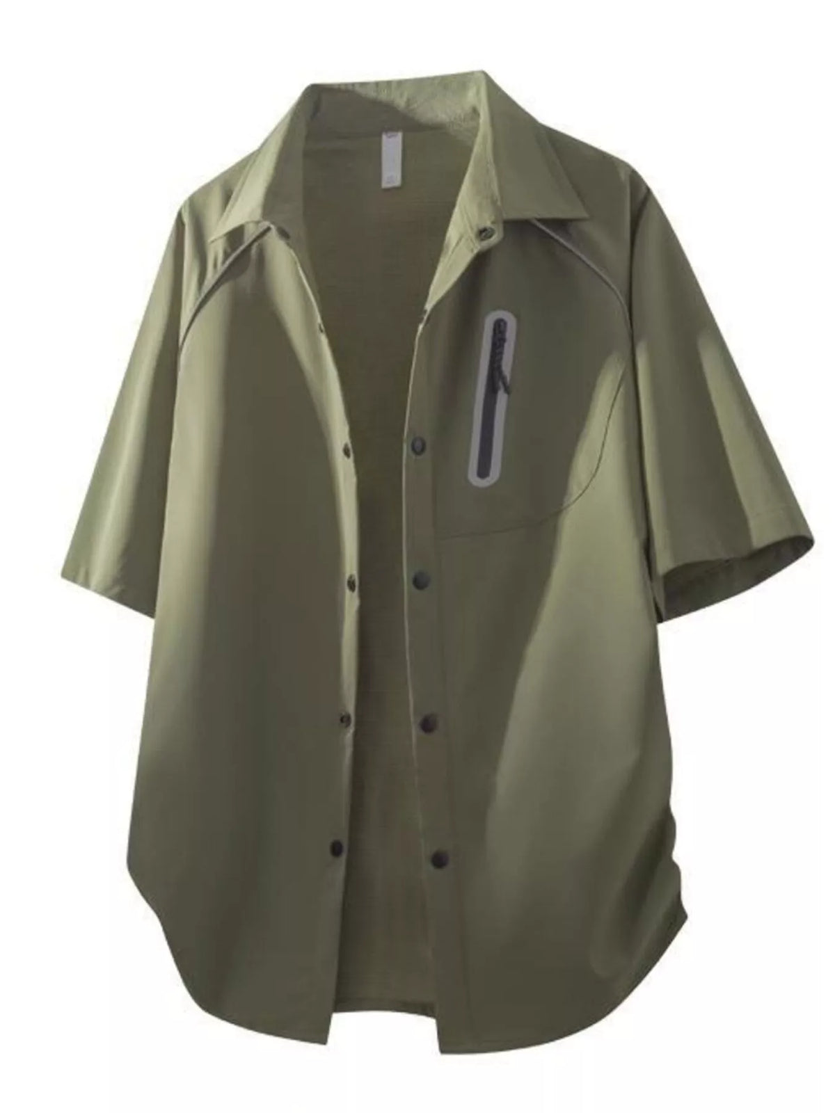 Men's Casual Short Sleeve Zipper Pocket Shirt