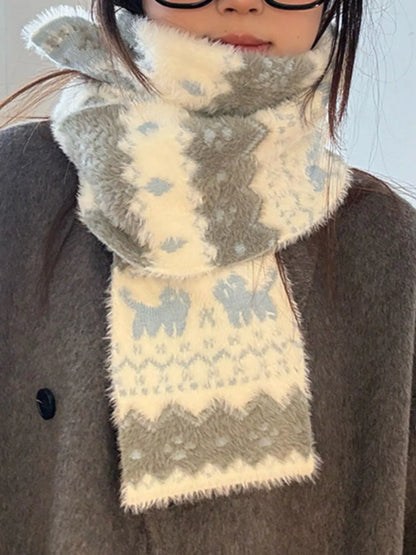 Animal Pattern Fuzzy Scarf