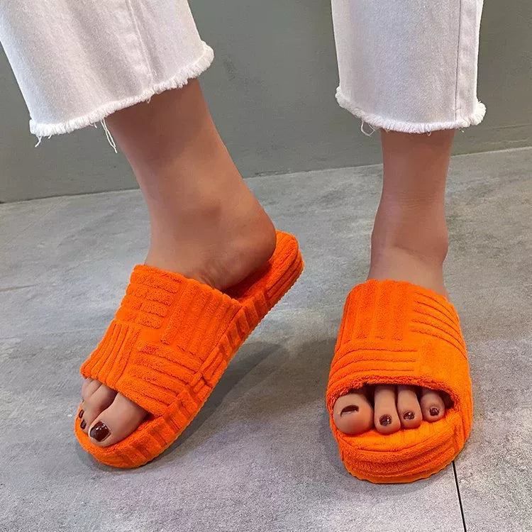 Open-Toe Platform Slippers
