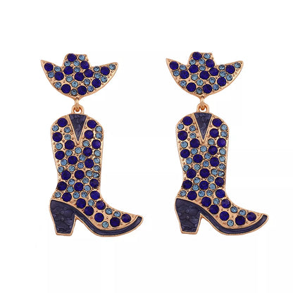 Rhinestone Cowboy Boot Dangle Earrings