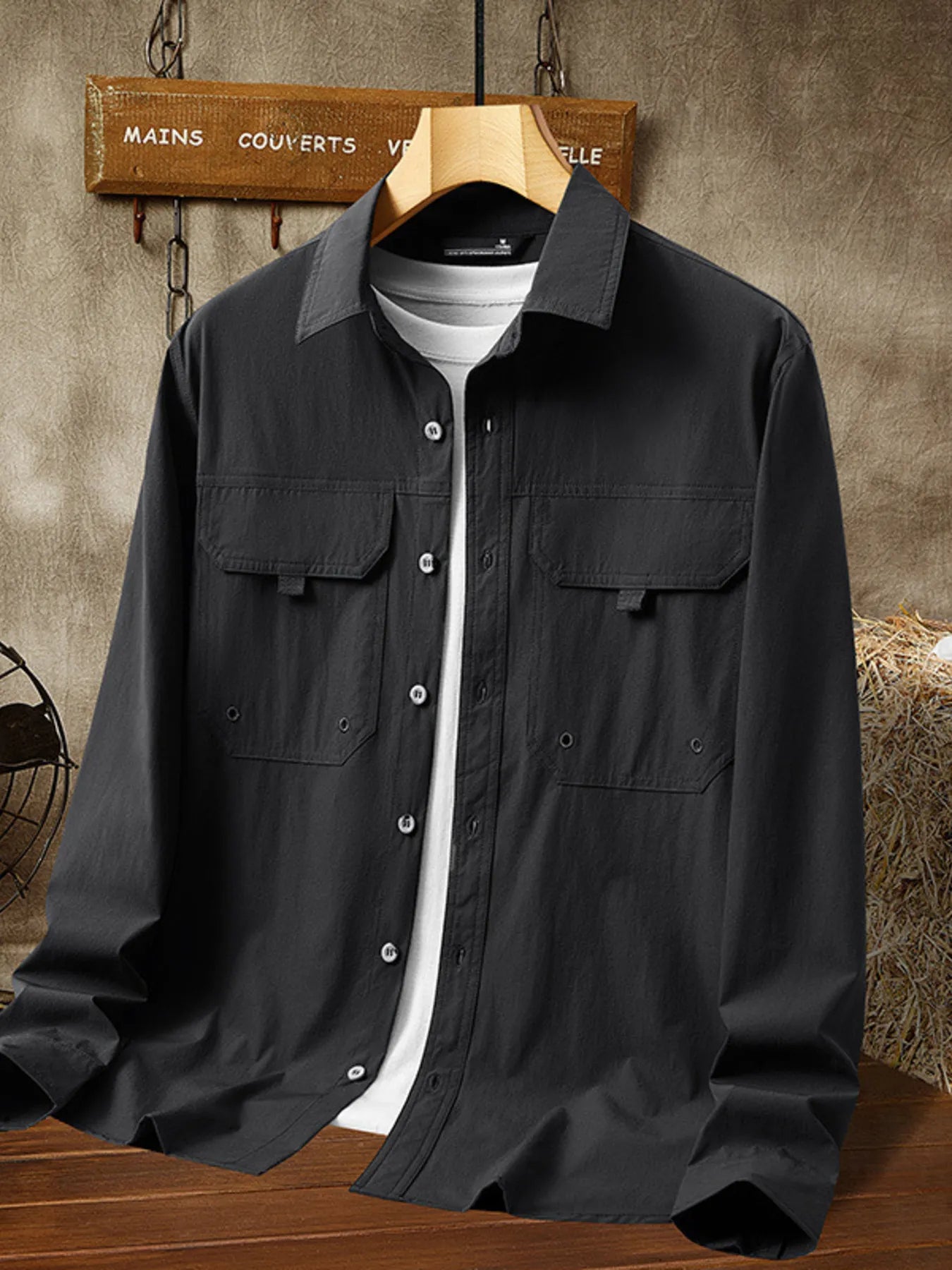 Men's Plus Size Casual Lightweight Button-Down Shacket