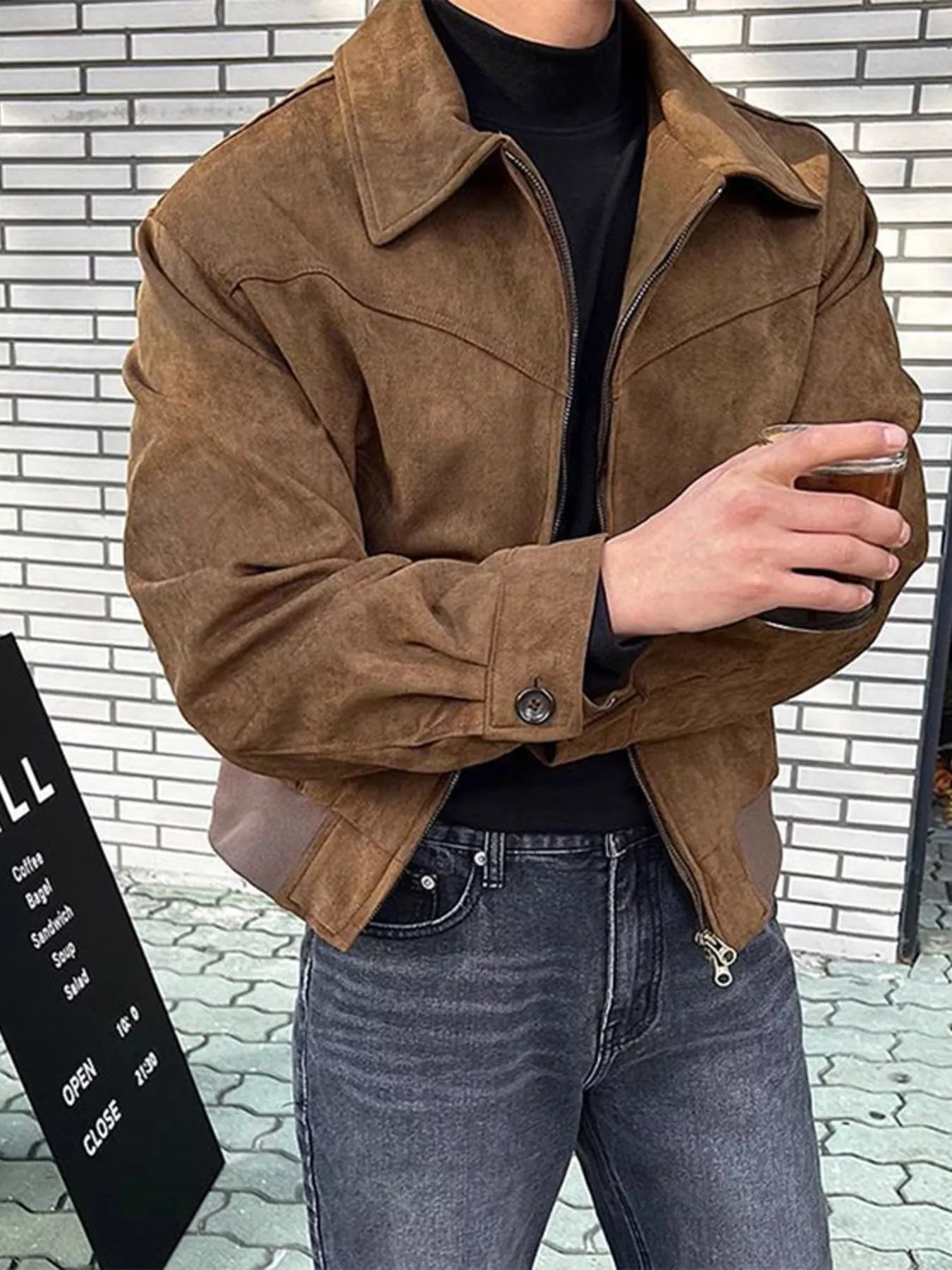 Men's Plus Size Zip Up Long Sleeve Jacket