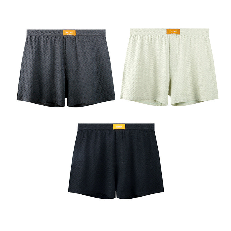 Mens Solid-color Mid-rise Textured Soft Boxer Briefs